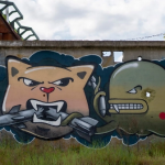 Кіт, що витісняє війну: художник з Луцька став співавтором графіті в Ірпені